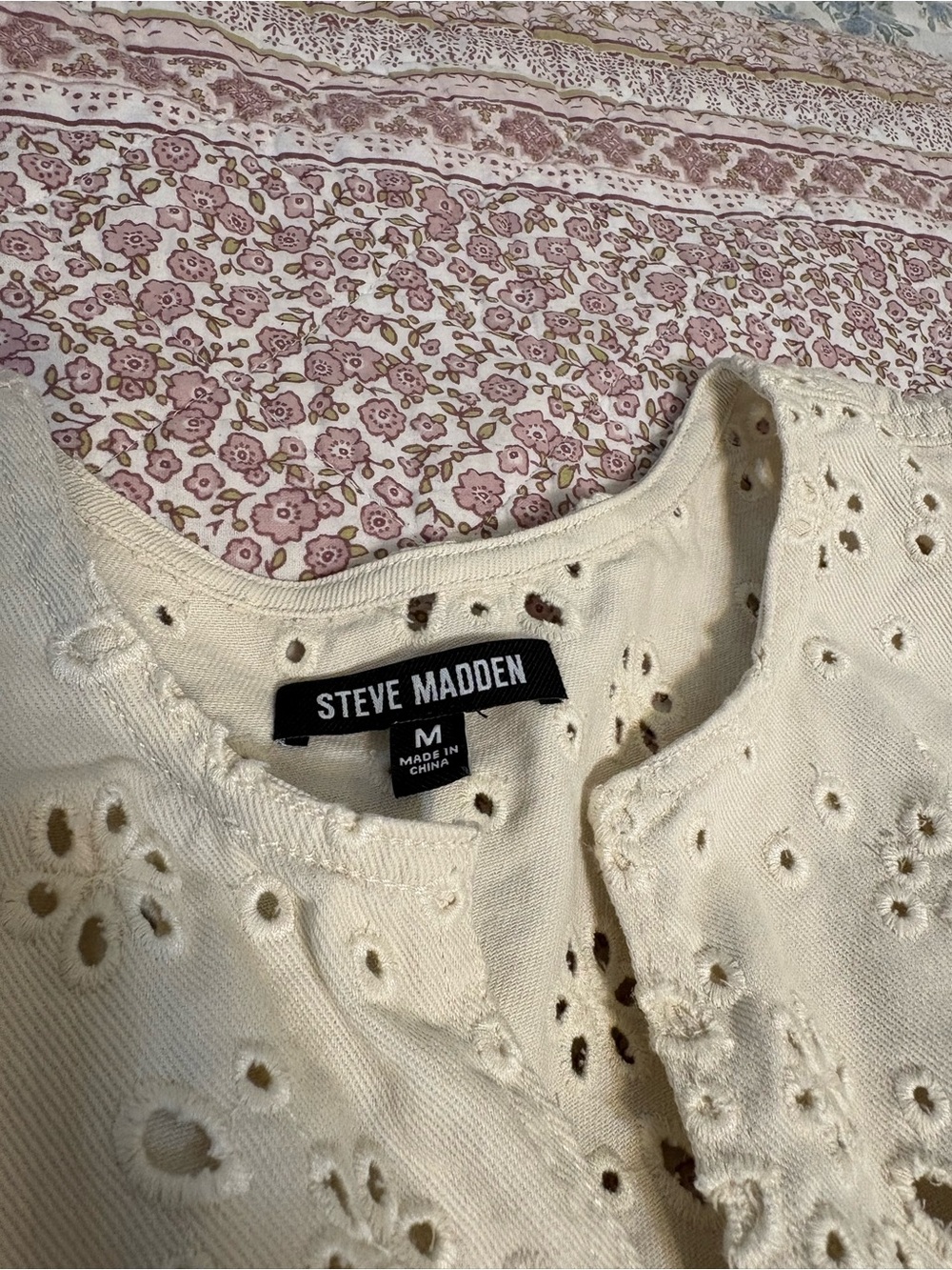 Steve Madden Cream Eyelet Tiered Mini Dress - Picture 2 of 3